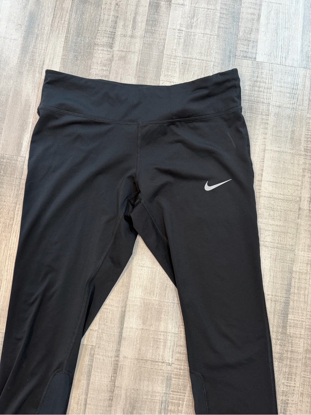 Nike Dri-FIT Running Capri Leggings Women’s Large Black Cropped Zip Pocket